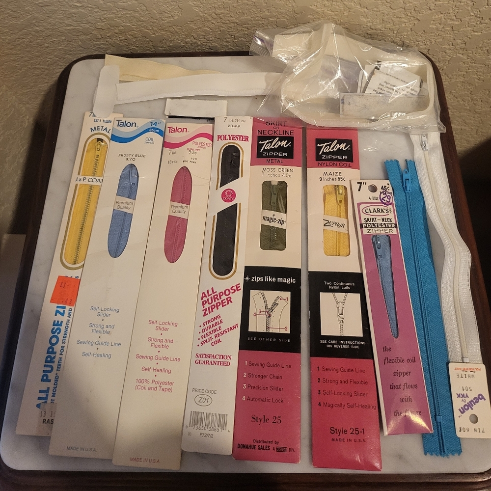Assorted New Zippers - Blue, Pink, Yellow (9 total)